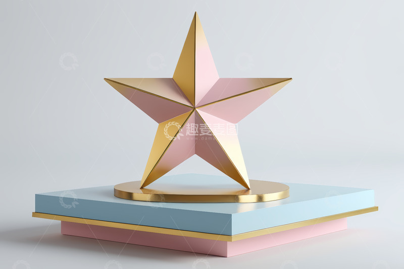 高清大图下载【趣麦麦图】金色五角星造型电商产品展示