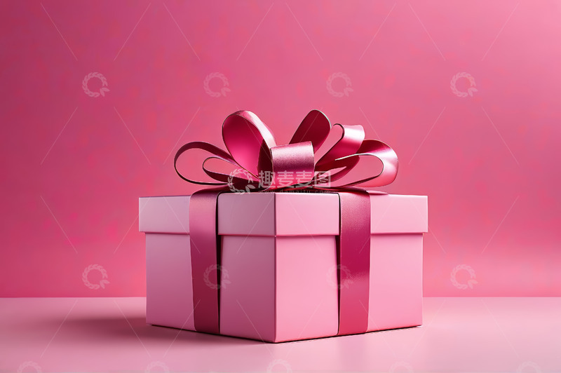 高清大图下载【趣麦麦图】粉色礼物盒配大蝴蝶结