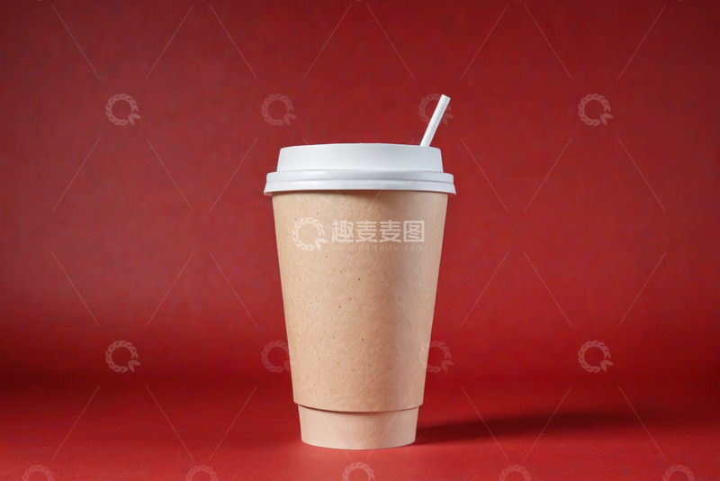高清大图下载【趣麦麦图】红色背景纸杯饮料