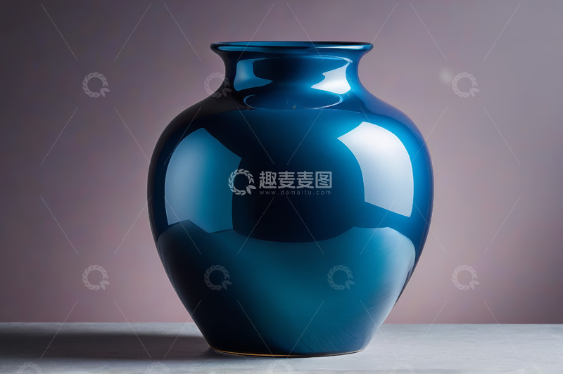 高清大图下载【趣麦麦图】蓝色陶瓷花瓶静物特写
