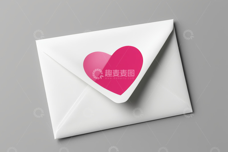 高清大图下载【趣麦麦图】带爱心图案的白色信封