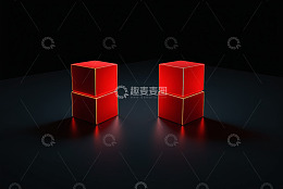 红色立方体组合静物