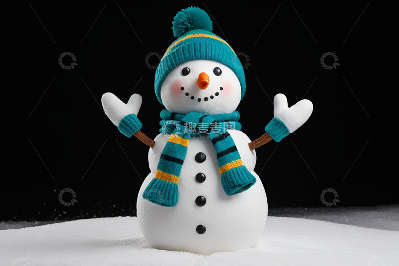 高清大图下载【趣麦麦图】戴围巾帽子的雪人