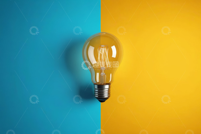 高清大图下载【趣麦麦图】双色背景上的灯泡