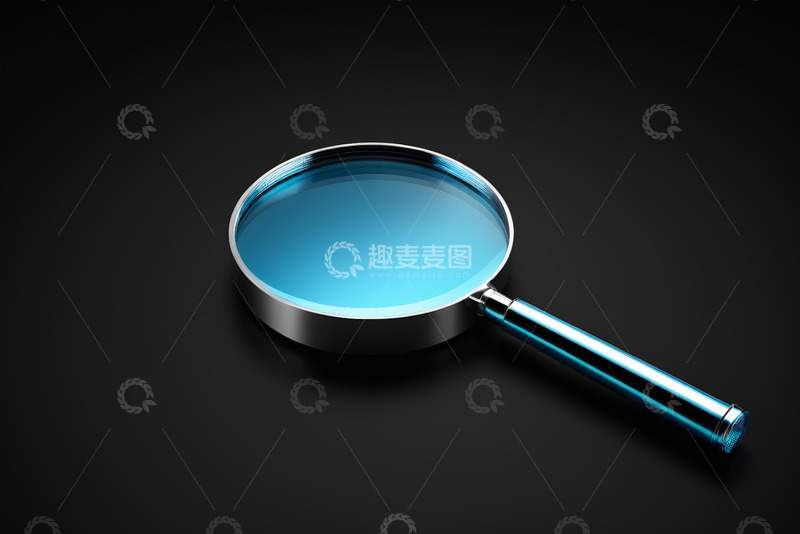 高清大图下载【趣麦麦图】黑色背景下的金属放大镜