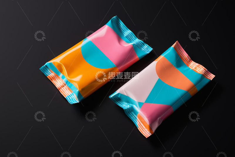 高清大图下载【趣麦麦图】彩色包装零食袋静物展示