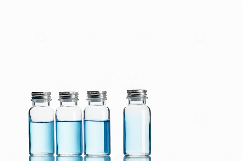高清大图下载【趣麦麦图】装有蓝色液体的小玻璃瓶