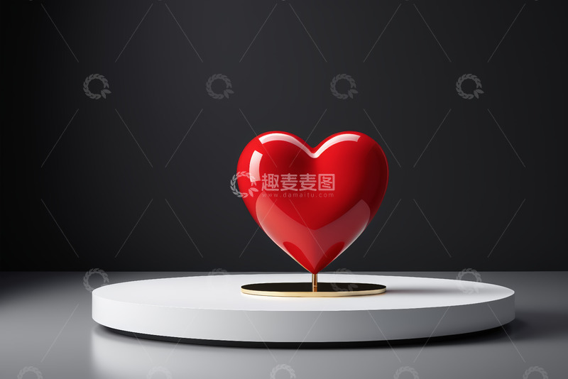 高清大图下载【趣麦麦图】-白色平台上的红色爱心