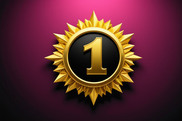 金色第一名奖章图案素材