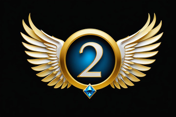 带翅膀金色数字2图标