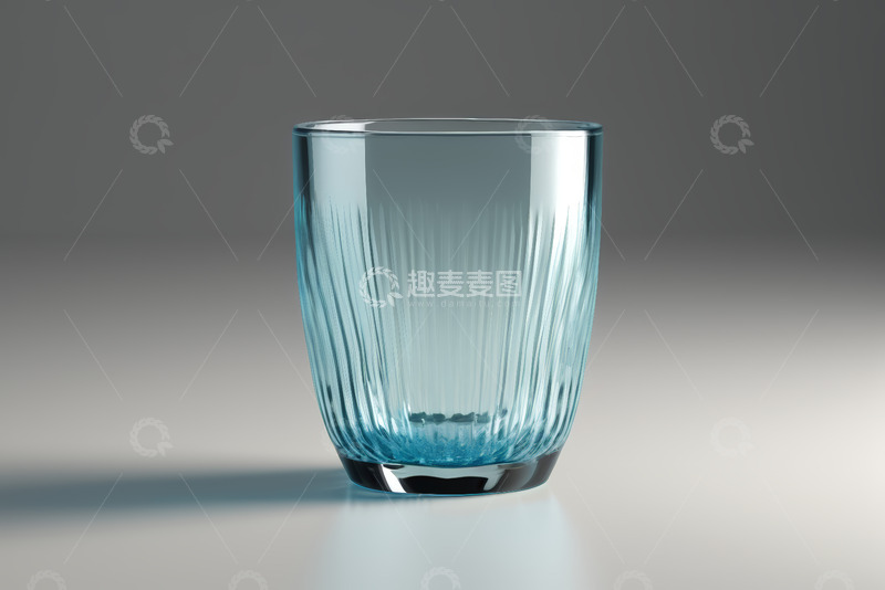 高清大图下载【趣麦麦图】蓝色条纹玻璃杯特写