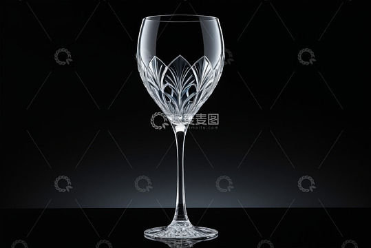 透明雕花高脚玻璃酒杯
