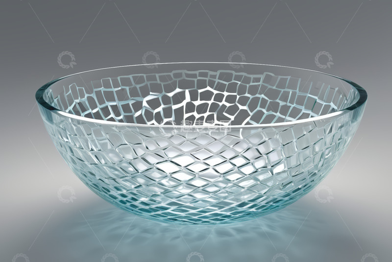高清大图下载【趣麦麦图】透明花纹玻璃碗特写