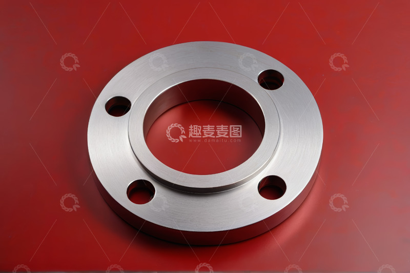 高清大图下载【趣麦麦图】红色背景上的金属法兰盘