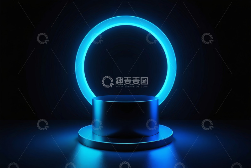高清大图下载【趣麦麦图】蓝色发光环形展示台