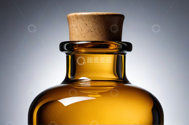 高清大图下载【趣麦麦图】棕色玻璃瓶与软木塞特写