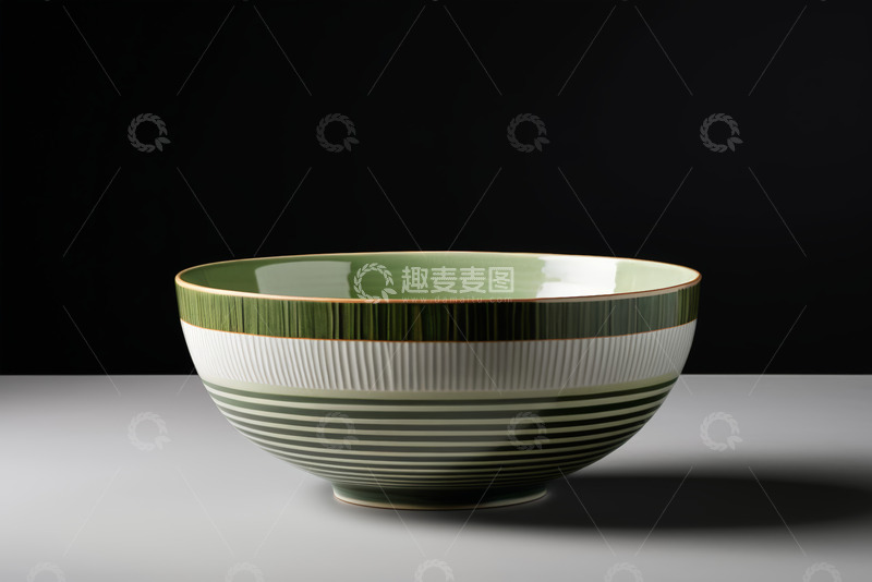 高清大图下载【趣麦麦图】绿色条纹碗静物特写