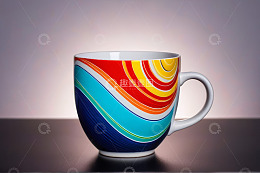 彩色条纹图案陶瓷杯子