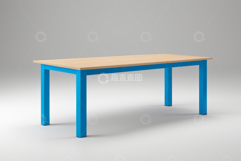 高清大图下载【趣麦麦图】现代简约木质蓝色腿办公桌