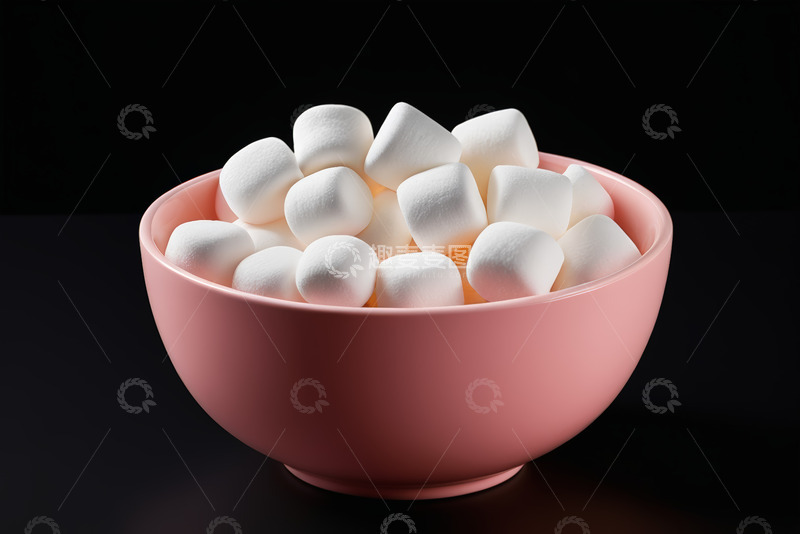 高清大图下载【趣麦麦图】粉色碗装白色棉花糖特写