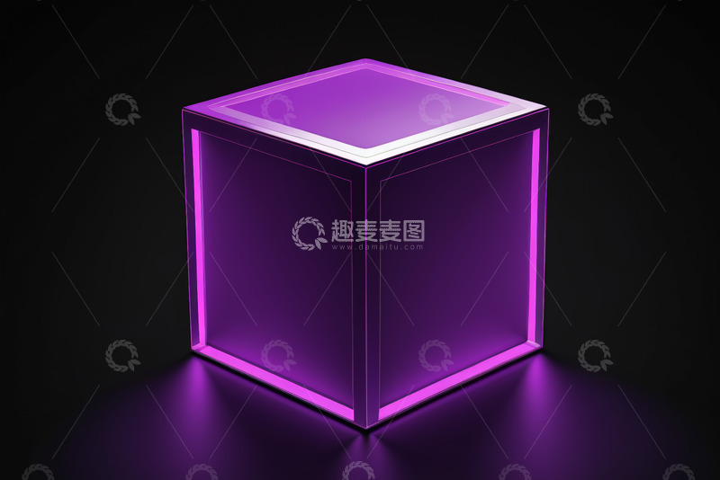 高清大图下载【趣麦麦图】紫色发光立方体设计素材