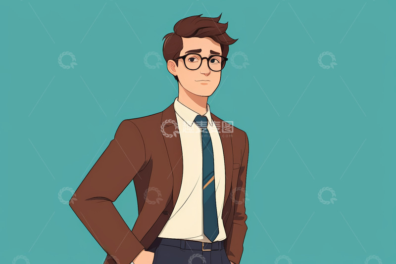 高清大图下载【趣麦麦图】商务男士卡通形象