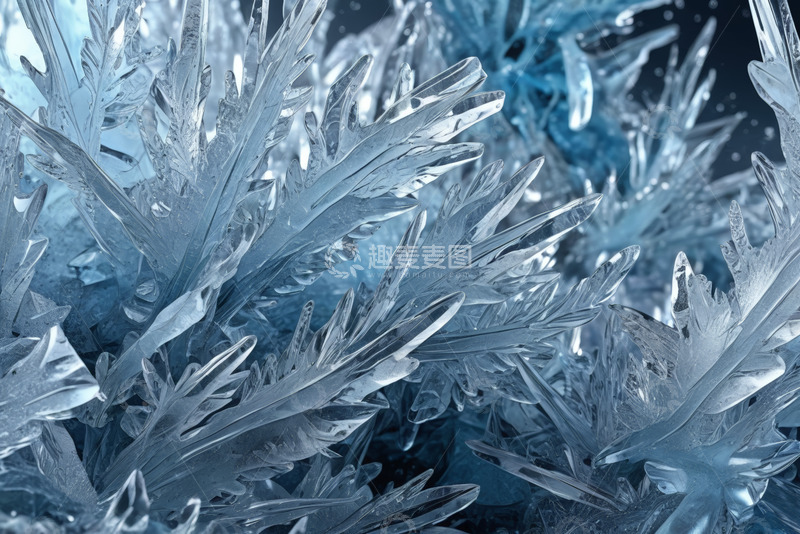 高清大图下载【趣麦麦图】蓝色冰晶特写