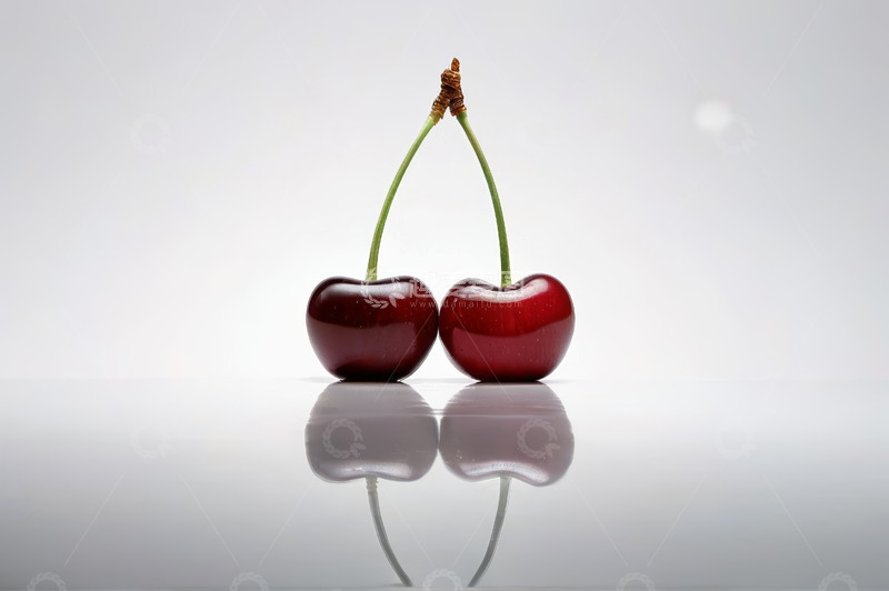 高清大图下载【趣麦麦图】两颗相连的红色樱桃特写