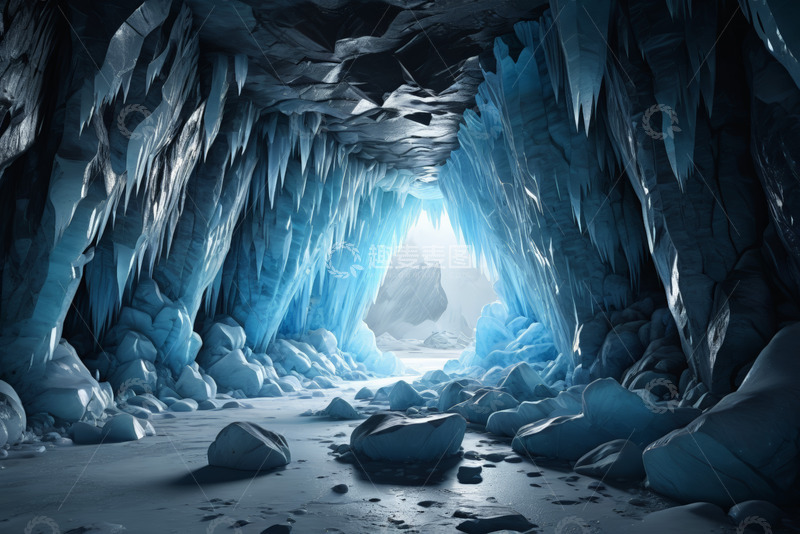 高清大图下载【趣麦麦图】冰洞穴内部自然景观