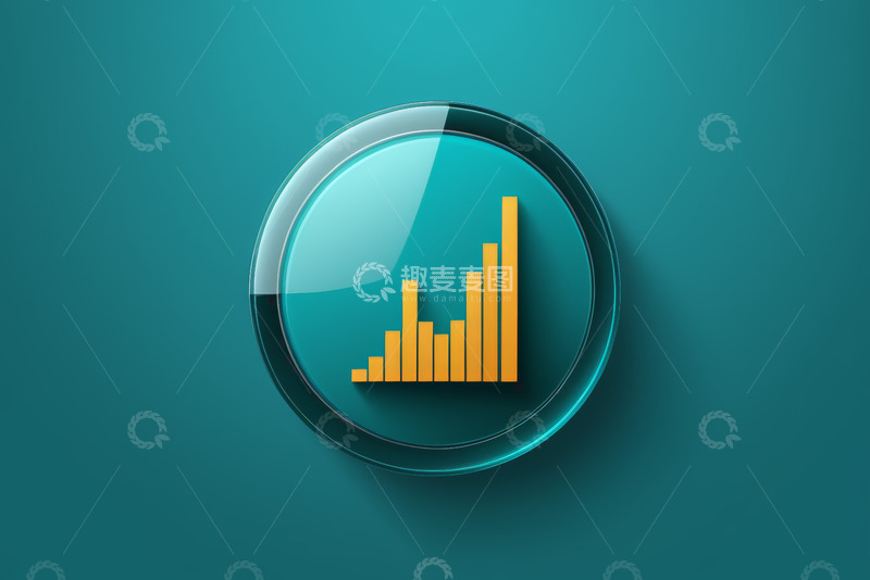 高清大图下载【趣麦麦图】圆形玻璃按钮上的柱状图