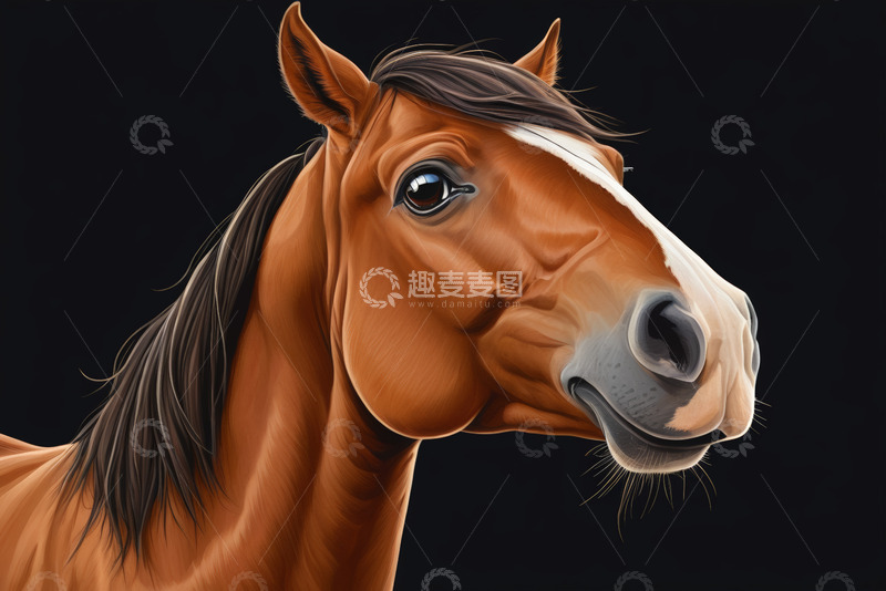 高清大图下载【趣麦麦图】棕色骏马头部特写