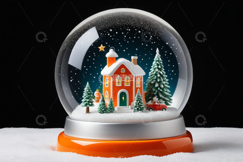 高清大图下载【趣麦麦图】圣诞主题雪景水晶球