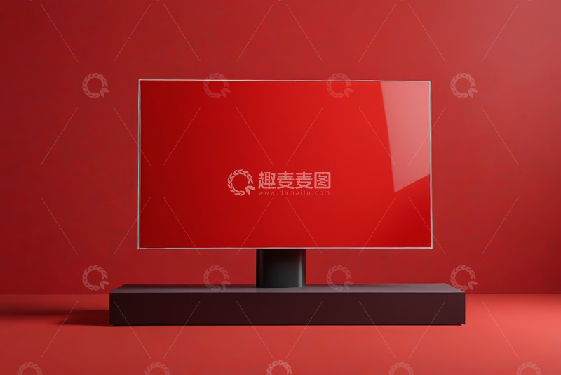高清大图下载【趣麦麦图】红色背景上的电视屏幕