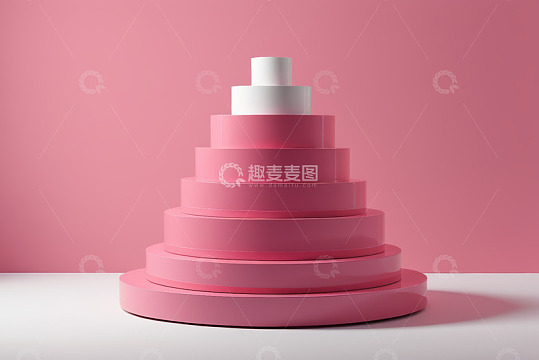 粉色渐变多层圆形立体结构