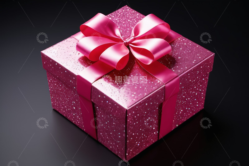 高清大图下载【趣麦麦图】粉色带蝴蝶结礼物盒