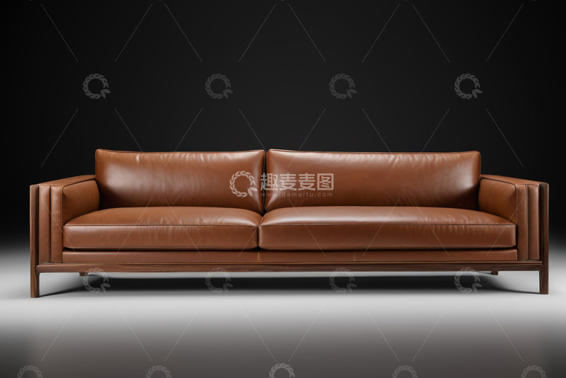 高清大图下载【趣麦麦图】棕色皮质双人沙发家居素材