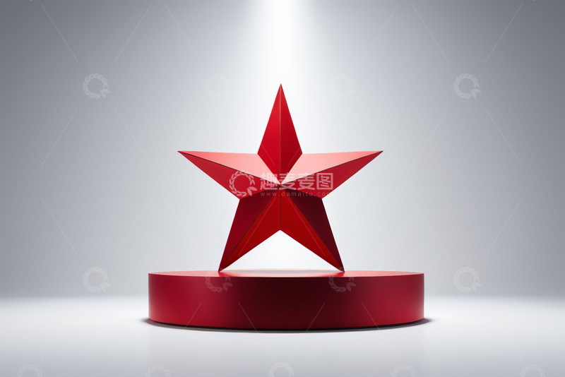 高清大图下载【趣麦麦图】红色五角星立于红色圆台