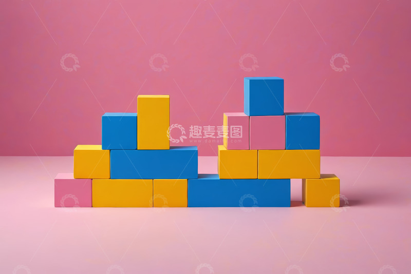 高清大图下载【趣麦麦图】彩色立方体堆叠组合