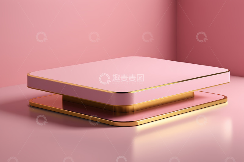 高清大图下载【趣麦麦图】粉色背景金色边框展示台