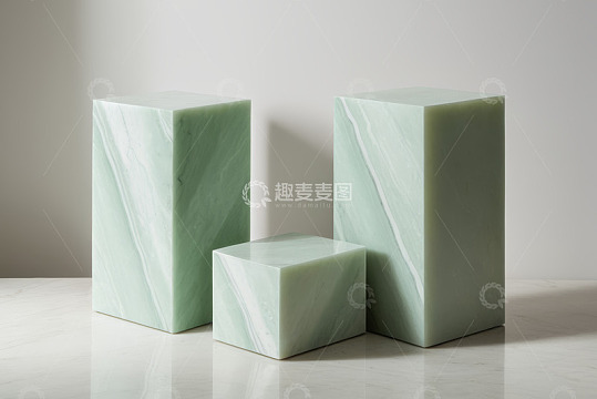 浅绿色大理石立方体摆件