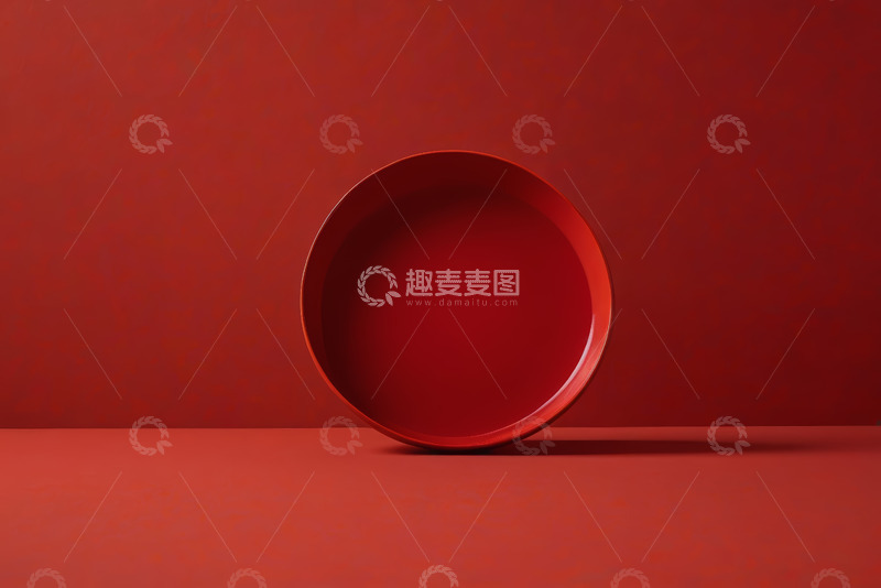 高清大图下载【趣麦麦图】红色背景下的红色圆盘静物