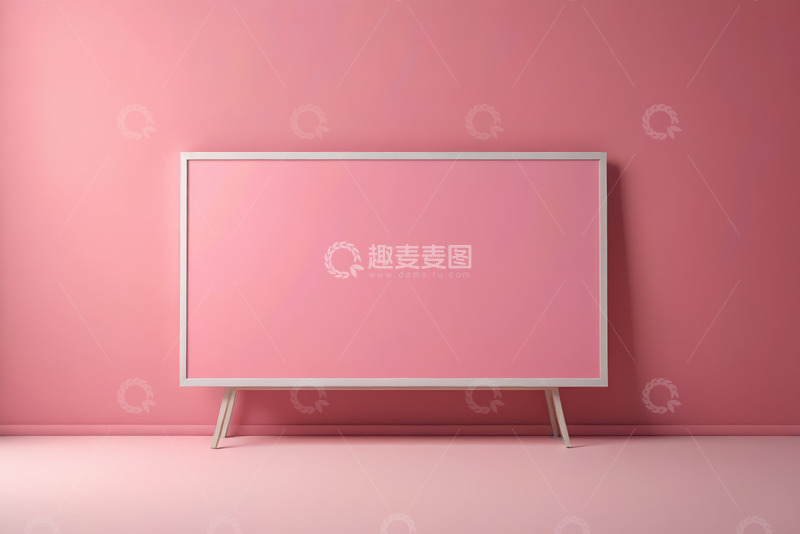 高清大图下载【趣麦麦图】粉色背景白色边框电视展示