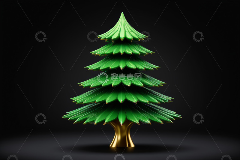 高清大图下载【趣麦麦图】绿色圣诞树3D模型