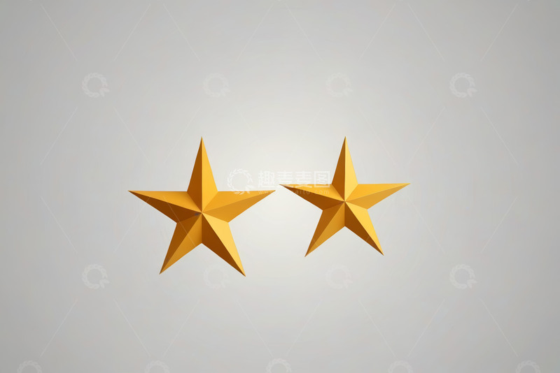 高清大图下载【趣麦麦图】两颗立体金色星星素材