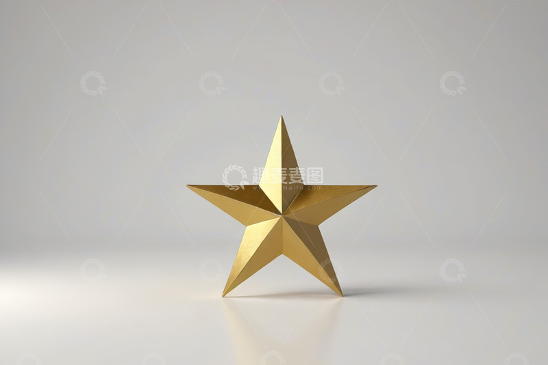 高清大图下载【趣麦麦图】金色立体五角星展示