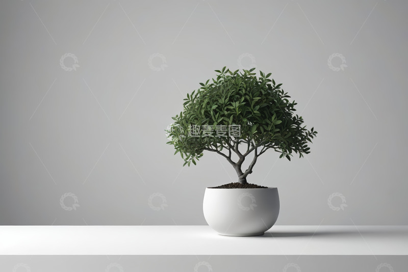 高清大图下载【趣麦麦图】-白色花盆中的绿植盆栽