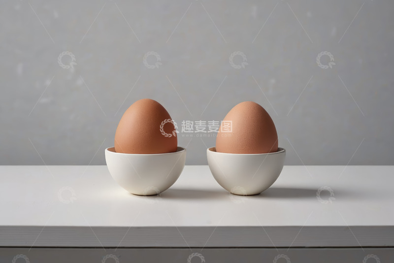 高清大图下载【趣麦麦图】白色容器中放置的两枚鸡蛋