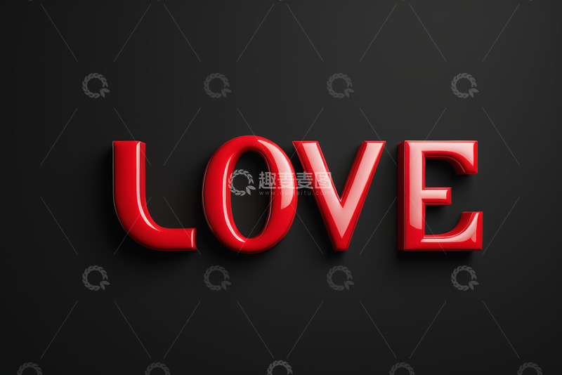 高清大图下载【趣麦麦图】-黑色背景红色立体LOVE文字