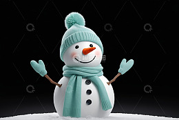 戴帽围巾的雪人形象