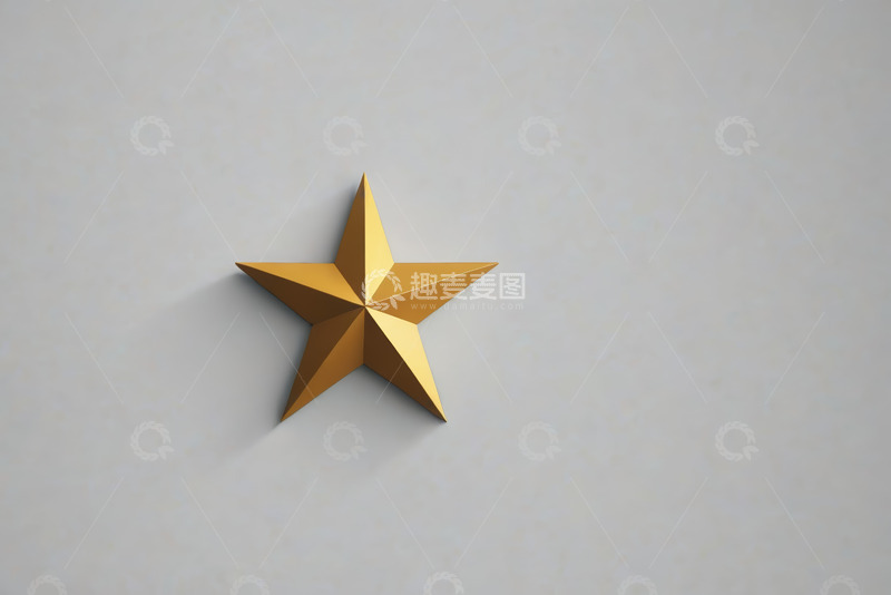 高清大图下载【趣麦麦图】灰色背景上的金色立体五角星